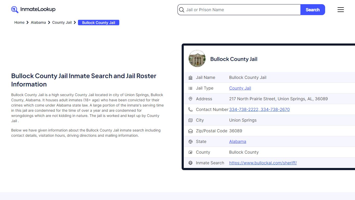Bullock County Jail (AL) Inmate Search Alabama - Inmate Lookup